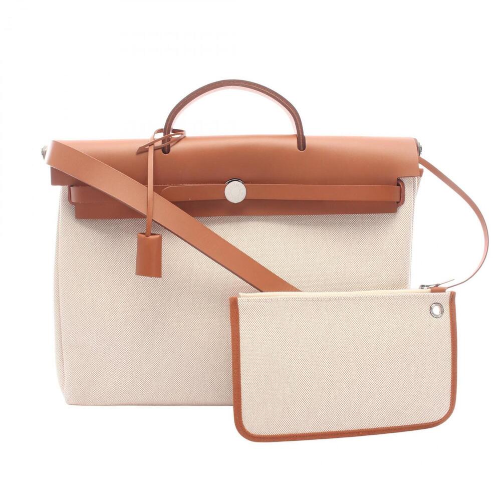Hermes Herbag Zip Messenger 39 Handbag, Canvas Leather, Vache Hunter Toile H,...